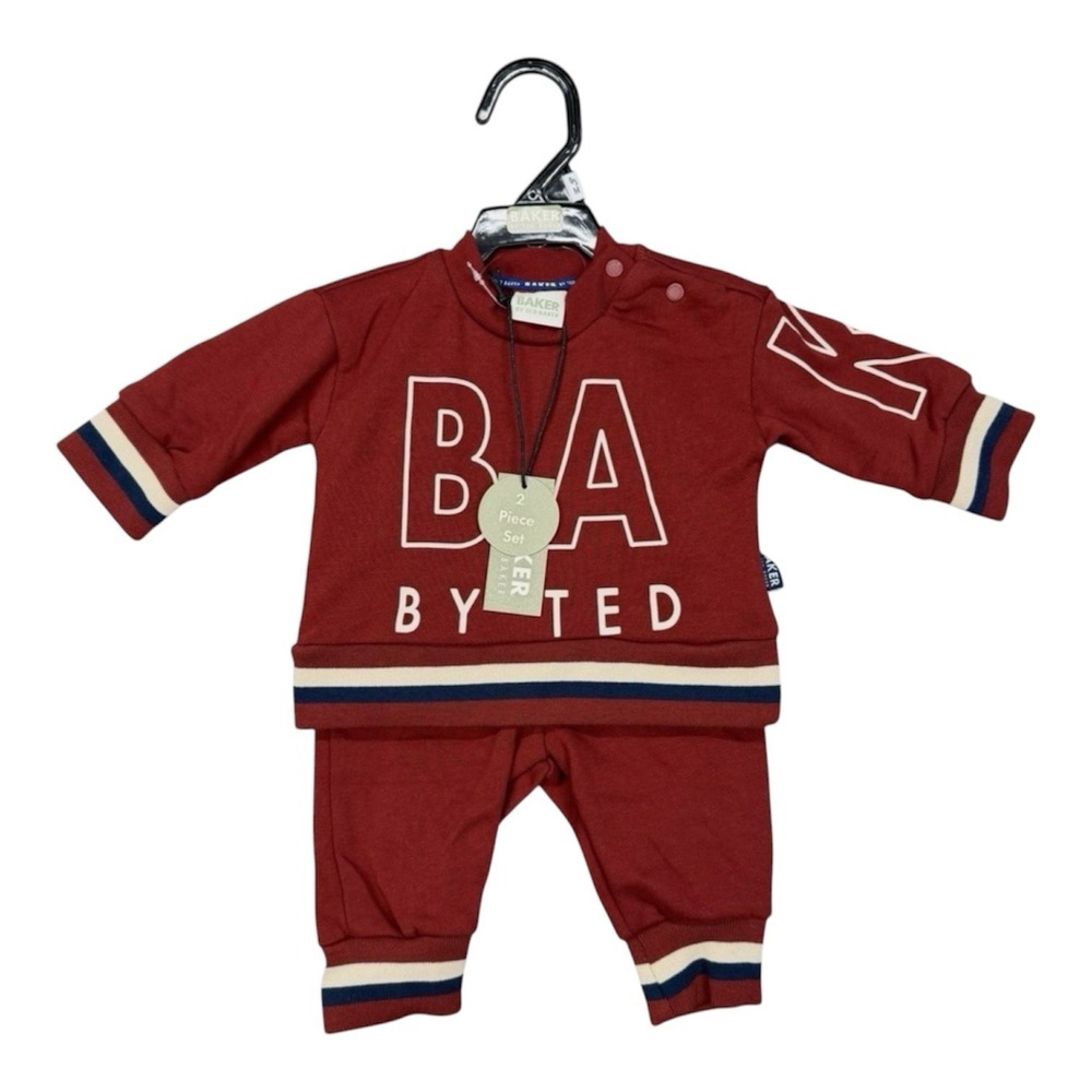 NWT Ted Baker Boy Logo Tracksuit Jogger Sweater Set Outfit 3-6 Months Maroon $65